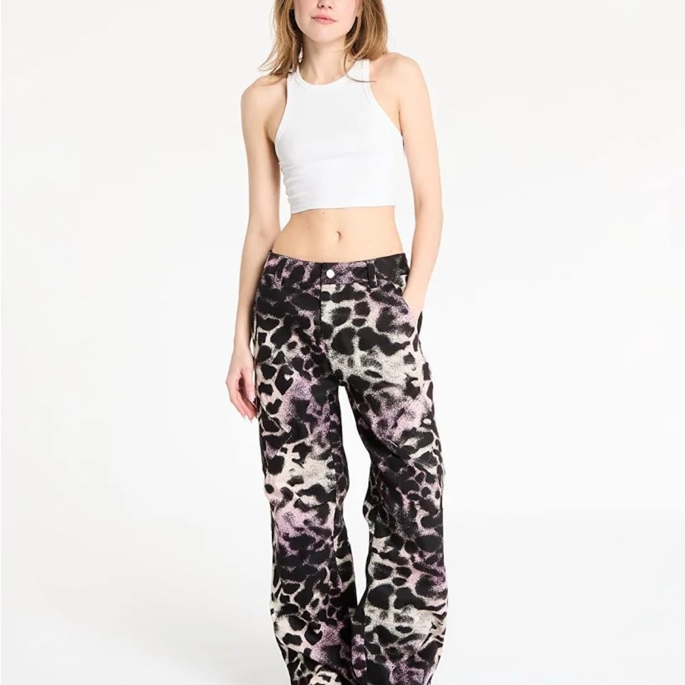 Jordan Black and Cream Leopard Print Wide Leg Pants